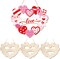 Paintable Valentines Ornaments 3 Sets, Wooden Valentines Ornaments to Paint, Unfinished Love Signs Wreaths Wood Crafts for Painting, Wooden Cutouts DIY Wood Crafts for Kids Adults Door Decor